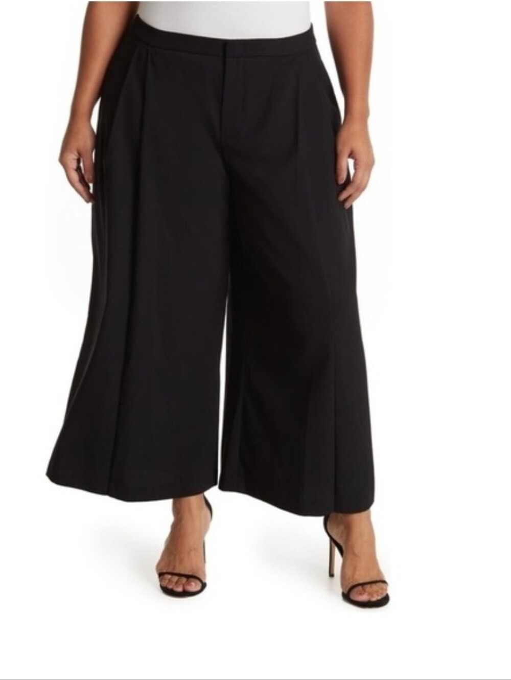 Vince Black Wide-Leg Cropped Palazzo Trousers